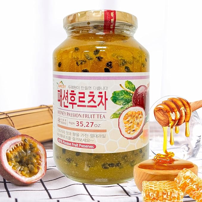 Apexy Authentic Korean Honey Passion Fruit Tea Passionfruit Puree  Just Add Hot Water Gourment Blend for Smoothies Cocktails Desserts and Spread No Artificial Colors Versatile and Natural Deligh