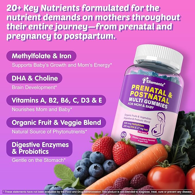 Sugar Free Prenatal Vitamins for Women Gummies 2 Pack + Kids Sleep Gummies 2 Pack
