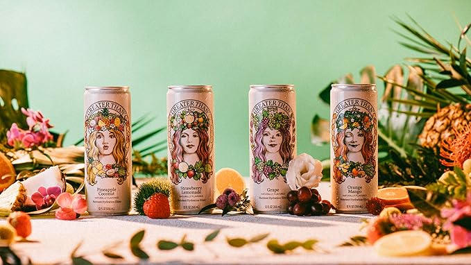 GREATER THAN Hydration for Her - Nutrient Enhanced Coconut Water Electrolyte Beverage with Real Fruit Plant-Based Vitamins &amp Fiber Clean Functional Hydration Variety Pack 12 oz (12 Pack)