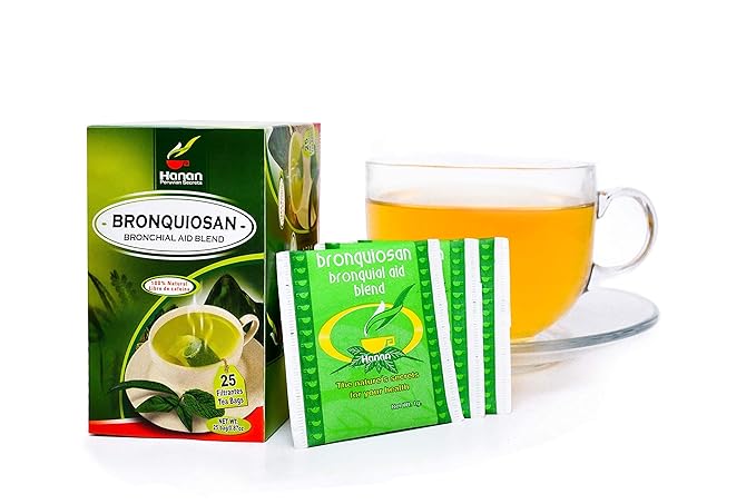 Hanan Peruvian Secrets Bronquiosan Herbal Tea | 100% Natural Bronchial Aid Blend | 25 Tea Bags | Naturally Aids in Soothing the Throat and Alleviating Seasonal Respiratory Discomfort - 6 Pack