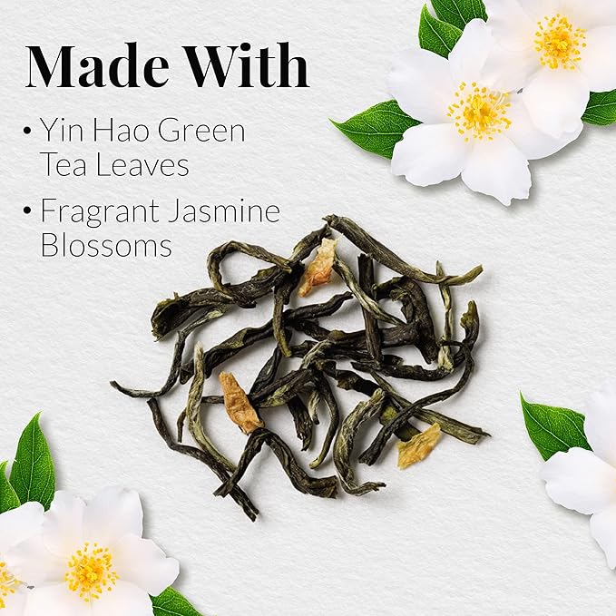 The Republic of Tea Jasmine Jazz Green Full-Leaf Loose Tea 3.0 oz Tin | Steeps 50 Cups | Caffeinated