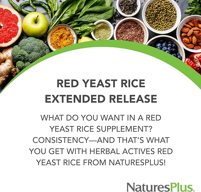 NaturesPlus Herbal Actives Red Yeast Rice Extended Release 600 mg - 60 Tablets Pack of 3 - Supports General Well-Being - Vegetarian Gluten Free - 180 Total Servings