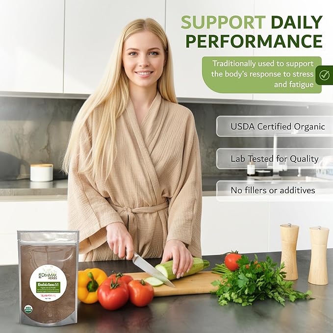 Dimmak Herbs Organic Rhodiola Rosea Extract 5:1 Powder (High Potency Adaptogen)- TCM Doctor Formulated 100% Golden Root for Energy Focus &amp Cortisol Support- Non-GMO Extra Strength Concentrate (4