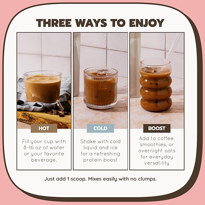 Bone Broth Protein Powder Grass Fed Collagen with 14g Complete Protein &amp 60mg Caffeine Gluten Free Keto &amp Dairy Free Organic &amp Clean Ingredients Caffeinated Chocolate 12 Servings