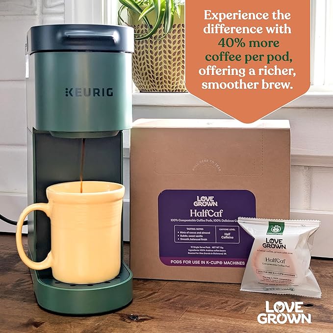 Love Grown Plastic-Free Coffee Pods 100% Arabica Single-Serve Cups Compostable Non-GMO - Compatible with Keurig Coffee Pods Machines and K-Cup Brewers Vanilla Flavor Box of 15