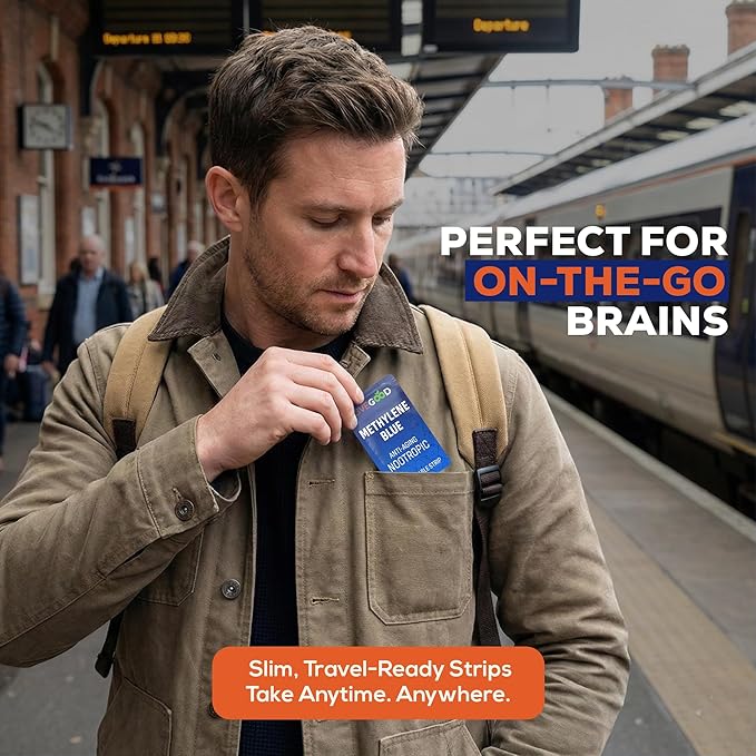 Methylene Blue Supplement for Mental Clarity and Memory – High Purity Pharmaceutical Grade Methylene Blue Strips – Fast-Acting Nootropic Brain Support – Mint Flavor 15 Count (20mg per Strip)