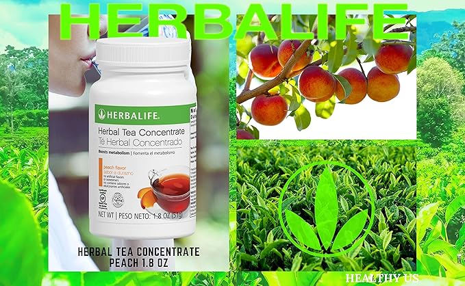 Herbalife Herbal Tea Concentrate: Peach 1.8 Oz. (51g) Gluten Free Naturally Flavored No Artificial Sweetener