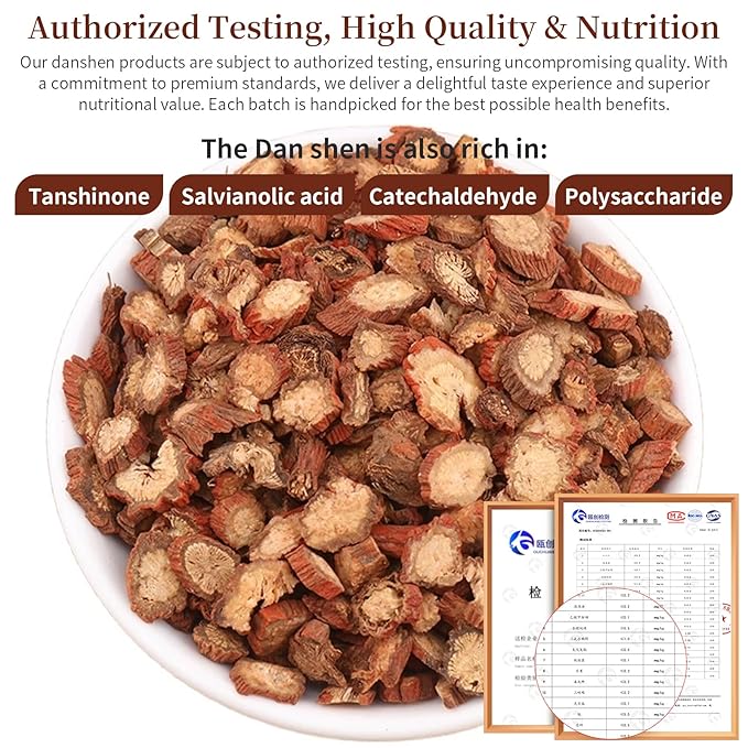 Baihuatang Premium Dan Shen Root for Tea 200g/7.05oz Dried Dan Shen Herb Tea Cut Natural Chinese Herbal Tea No Additives Non-Sulfur Fumigation Premium Hand Selected 丹参 丹参片