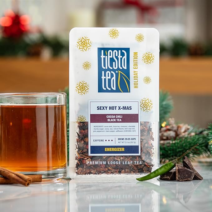 Tiesta Tea - Santa's Bag Tea Gift Set High to Non-Caffeinated Assorted Blends 5 Individual Resealable Pouches for Hot &amp Iced Brews Variety Pack Black Rooibos and Herbal
