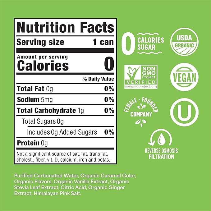 Nixie Organic Zero Sugar Soda Cherry Cola &amp Ginger Ale 0 Sugar 0 Calories Healthy Soda Pop Non-GMO 12oz Cans (24 Pack)