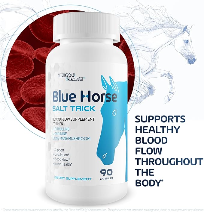 Blue Horse Salt Trick - Our Best Blood Flow Supplement for Men - Our Best Circulation Supplement - Male Circulation Supplements Nitric Oxide Vasodilator to Improve Blood Flow 7 Blue Salt Trick for Men