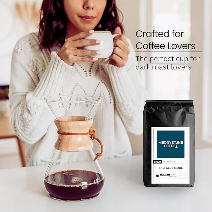 Merrystone Coffee Organic Bali Blue Moon Medium-Dark Roast Roasted to Order 5 lb Ground (Fine Espresso)