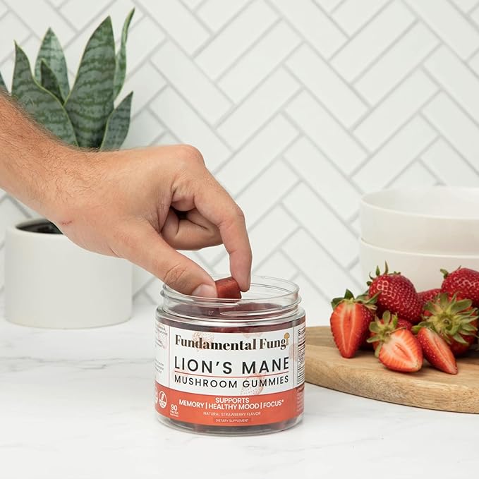 Organic Lion's Mane Mushroom Gummies | 90 Servings | Brain Health Focus Clarity &amp Memory Mushroom Supplement Gummies | 90 Organic Lions Mane Gummys for Adults