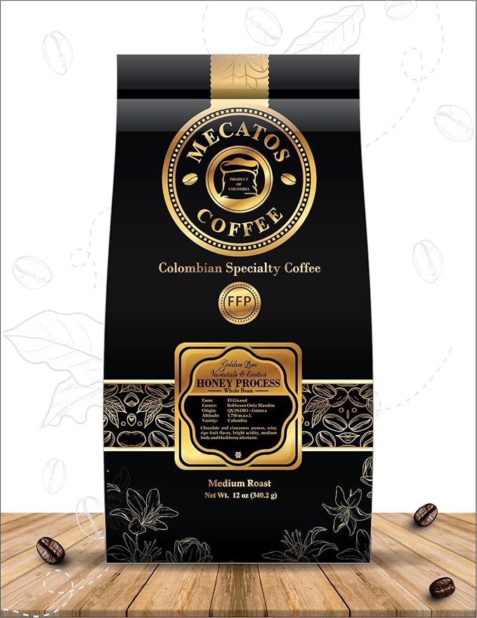 Ground Coffee – Medium Roast Colombian Specialty Grade by Mecatos Coffee (12 oz Honey Process)