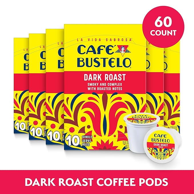 Café Bustelo Dark Roast Single Serve Coffee Pods 10 Count (Pack of 6)