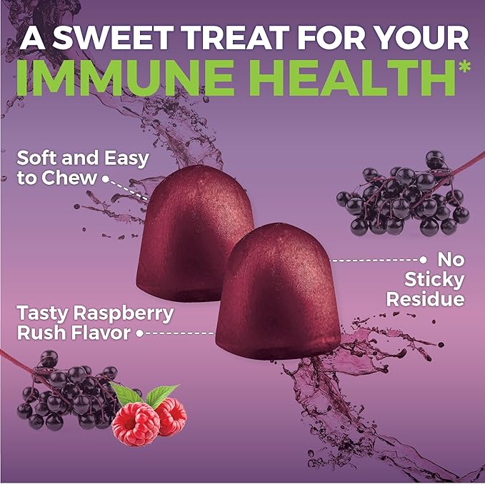 Viva Naturals Organic Sambucus Elderberry Gummies for Adults (120 Count) - 3in1 Black Elderberry Vitamin C and Zinc Immune Support Gummies Chewable Elderberry Supplements Zinc Immunity Gummies