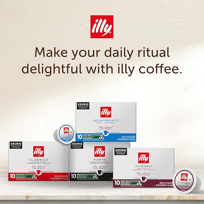 Illy Coffee K-Cups - Compatible Pods for Keurig Coffee Maker - Intenso Dark Roast - Bold &amp Full of Flavor Notes of Cocoa &amp Dried Fruit - 10 Count (Pack of 6)