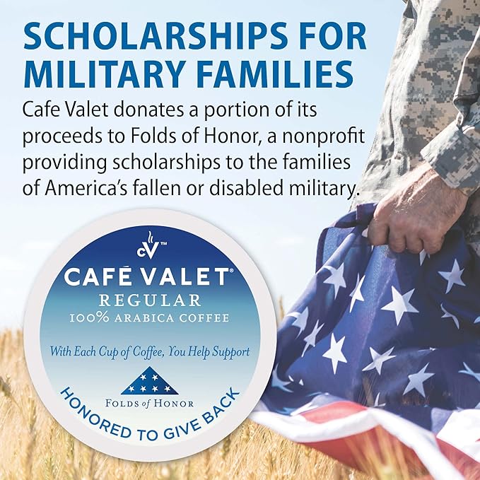 Cafe Valet Folds of Honor Dark Roast Coffee Pods 80 Count – Contributing to Military Family Scholarships