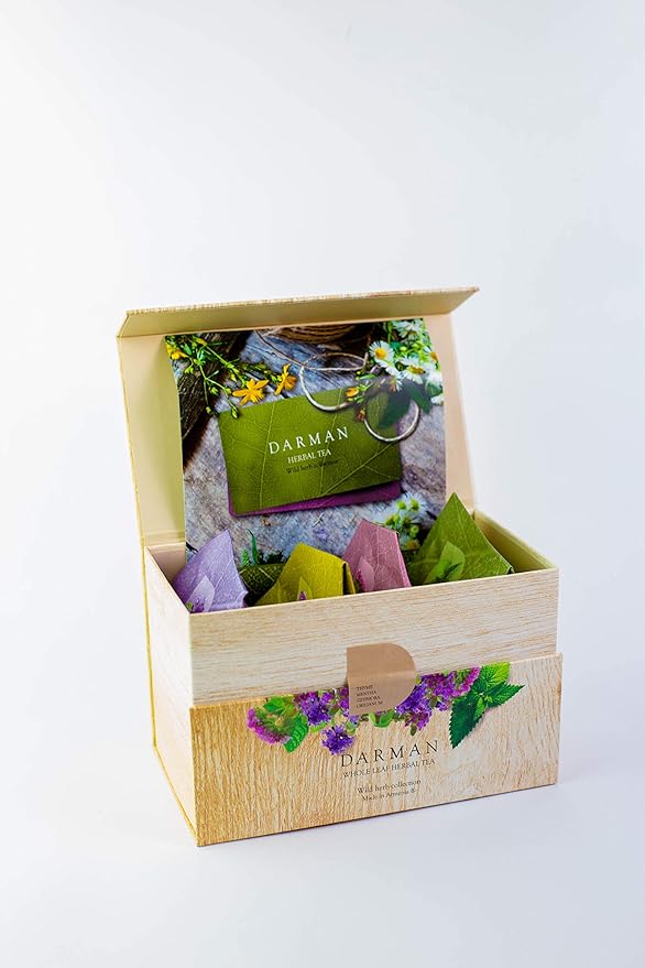 Armenian Herbal Tea Mountain Herbs Collection – 4 Premium Flavors 20g Each (80g Total) | Expertly Curated Wild Thyme Mint Ziziphora &amp Oregano Infusions | Elegant Gift Box for GreenTea Enthusias