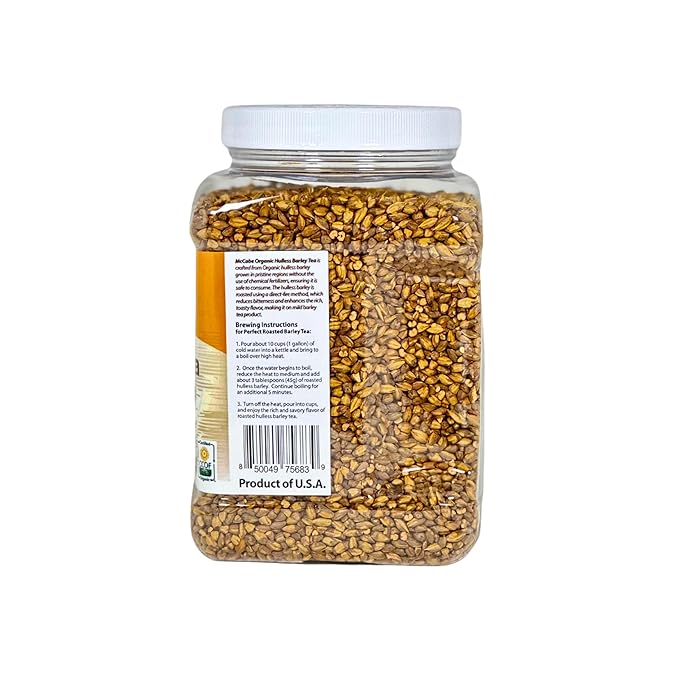 McCabe Organic Hulless Barley Tea - Roasted Hulless Barley Tea | USDA and CCOF Certified | Product of USA | 2.5 lbs (40 Oz)