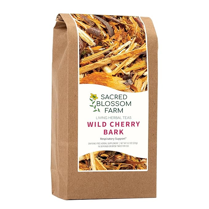 Wild Cherry Bark Tea Wild-Harvested in Wisconsin | 8.2 oz | 116 servings | Sacred Blossom Farm | Herbal Tea &amp Medicinal Herbs | Loose Leaf | Regenerative Farming | Single Source | Prunus serotina