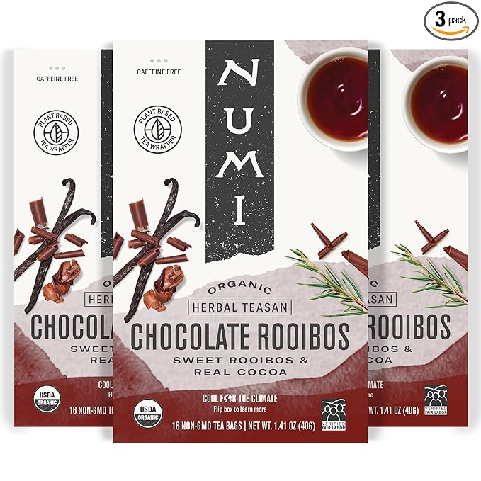 Numi - Organic Chocolate Rooibos Tea 48 Rooibos Tea Bags Red Tea with Cocoa Honeybush &amp Vanilla