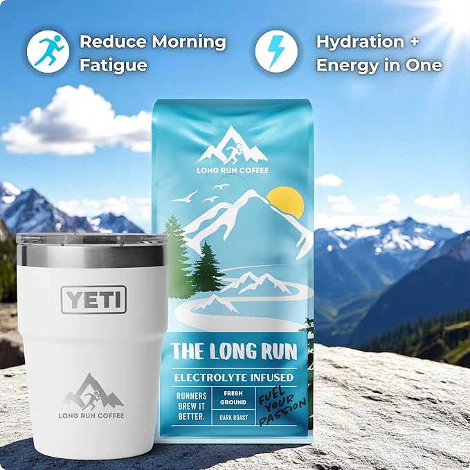 Long Run Coffee – Hydrating Coffee with Electrolytes – All Natural Energy + Hydration + Recovery for Athletes – Stomach Friendly Electrolyte Coffee for Runners (5 lb Dark Roast)