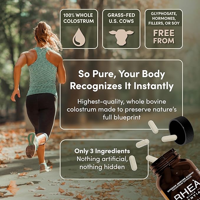Rhea Bovine Colostrum Supplement for Women Colostrum Capsules for Gut Health Digestion Bloating Beauty Immune Support Bovine Colostrum for Humans Colostrum Pills (60caps)