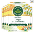 Traditional Medicinals Tea Organic Ginger &amp Chamomile - Occasional Nausea &amp Indigestion Relief - Kosher Non-GMO Caffeine-Free - 96 Count (Pack of 6)