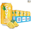 Cove Prebiotic Soda Soft Drinks with Zero Sugar - Refreshing Healthy Soda Alternative with 4g of Fiber for Digestive Support - Natural Caffeine Free Sparkling Beverage - Pineapple 12 Pack