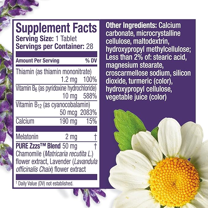 ZzzQuil Pure Zzzs All Night Extended Release Melatonin Sleep Aid Tablets Helps You Stay Asleep Longer Sleep Aid for Adults 2 mg per Tablet 56 Total Tablets (2 Packs of 28)