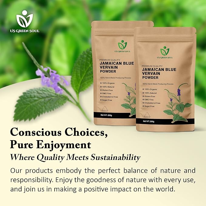 Jamaican Blue Vervain Tea - 100% Pure Healthy Wild-Crafted Herbal Leaf for Teas and Wellness Well Cleaned Leaves Tea