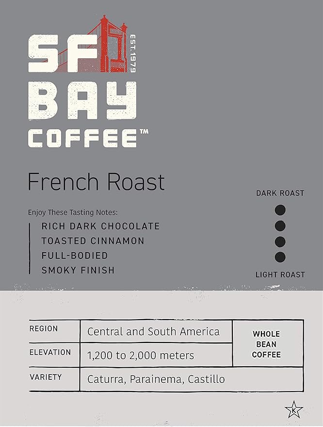 San Francisco Bay Whole Bean Coffee French Roast (2lb Bag) and Fog Chaser (2lb Bag) Coffee Bundle