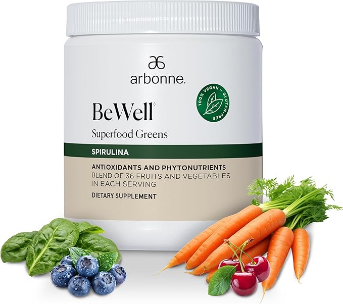 Arbonne BeWell Superfood Greens Powder - Health Supplement Powder Made from a Variety of Fruits and Vegetables Organic Green Juice Supplement 7.8 oz