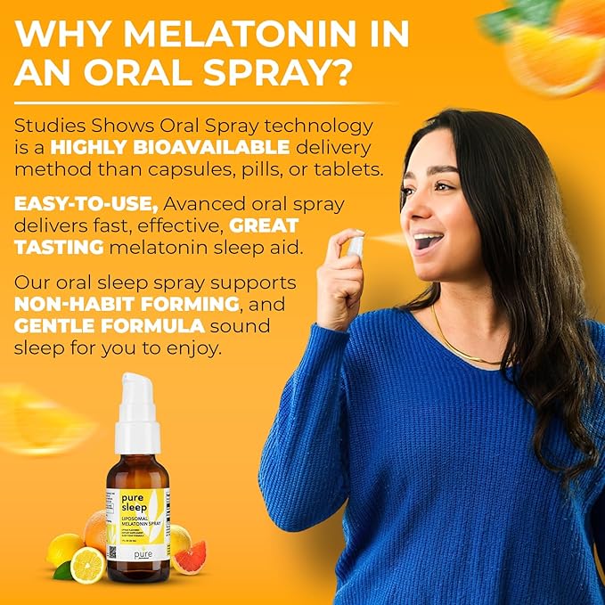 Fast-Acting Melatonin Sleep Spray Liposomal Oral Mist for Adults &amp Kids Natural Citrus Flavor Alcohol-Free Gluten-Free Sleep Support