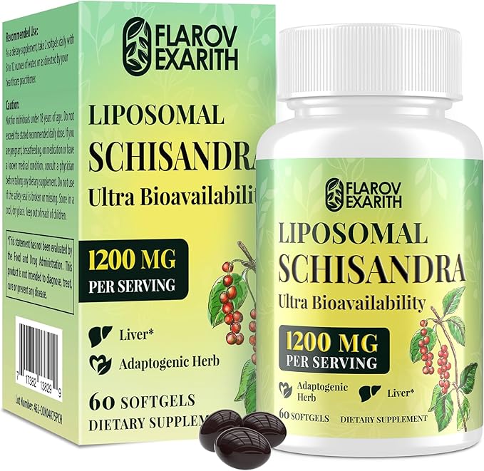 Liposomal Schisandra Berry Extract 1200mg – Stress &amp Adrenal Balance Supplement for Cortisol Calm Energy &amp Focus – Vegan Adaptogenic Formula for Women &amp Men – 60 Softgels