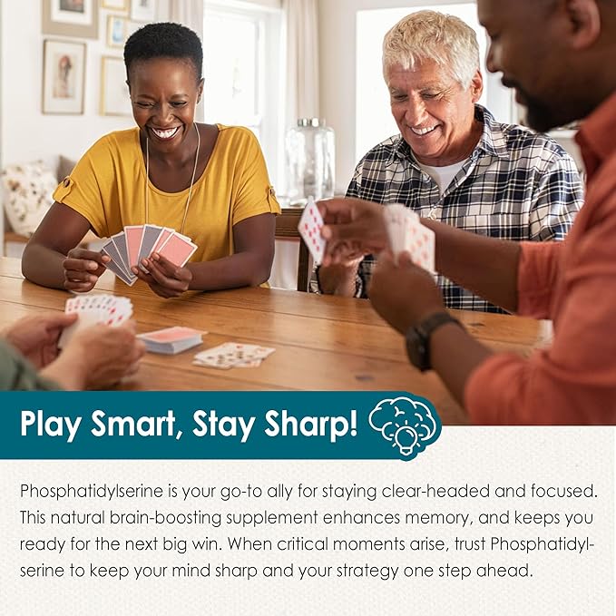 Phosphatidylserine - Nootropic Brian Supplement Focus &amp Energy Gummies + Bacopa Monnieri Omega 3 Huperzine A Methyl B12 &amp B6 for Seniors Gamers Workers Non-GMO Caffeine-Free Sugar Fre