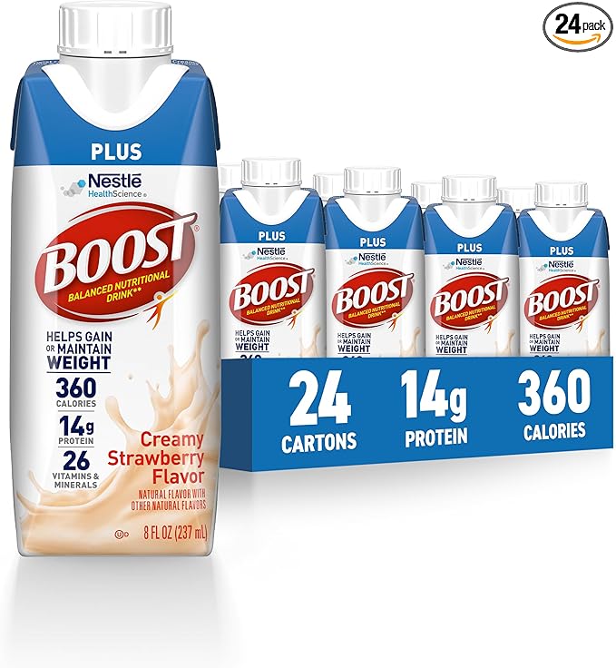 BOOST Plus Nutritional Drink Creamy Strawberry 8 Fl Oz (Pack of 24)