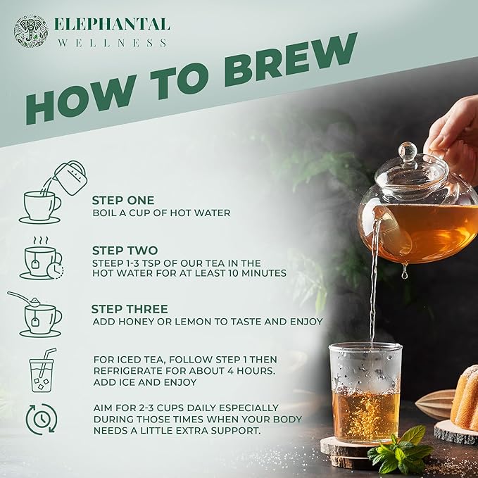 Elephantal Wellness Blood Herbal Tea – Herbal Loose Leaf Tea for Circulation &amp Internal Cleansing Support with Burdock Dandelion Nettle &amp Hawthorn – Caffeine-Free Wellness Tea 2oz 20 Servi