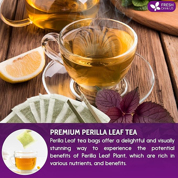 FreshDrinkUS Premium Perilla Leaf Tea – 75 Tea Bags | 100% Pure Perilla Leaves | Caffeine-Free Non-GMO Natural Packaging | Herbal Tea Bags for Daily Enjoyment. Gluten-Free. Sugar-Free. Vegan