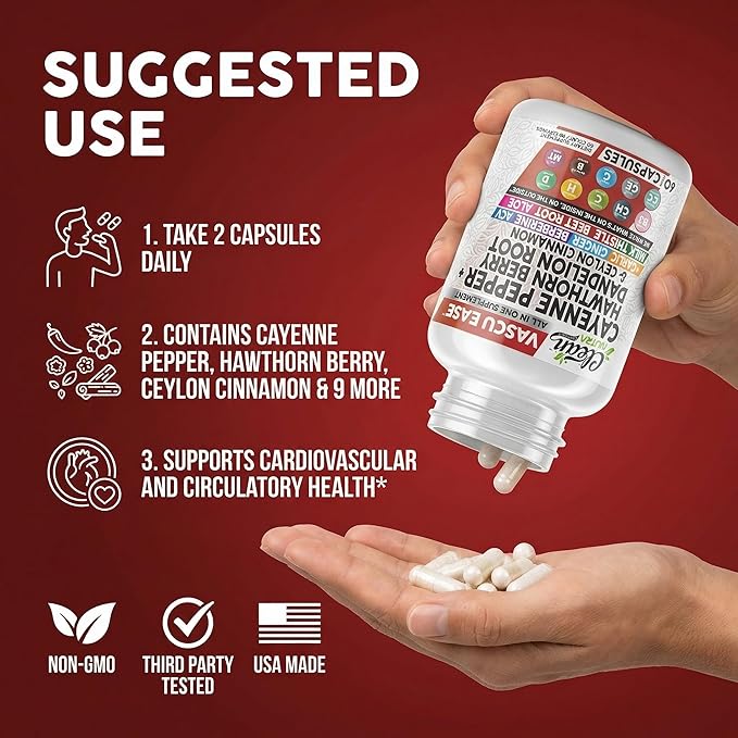 Clean Nutra Cayenne Pepper Capsules Supplement with Hawthorn Berry Dandelion Root Ceylon Cinnamon Garlic Ginger Berberine Apple Cider Vinegar Milk Thistle Beet Root Aloe Vera Pills &amp More