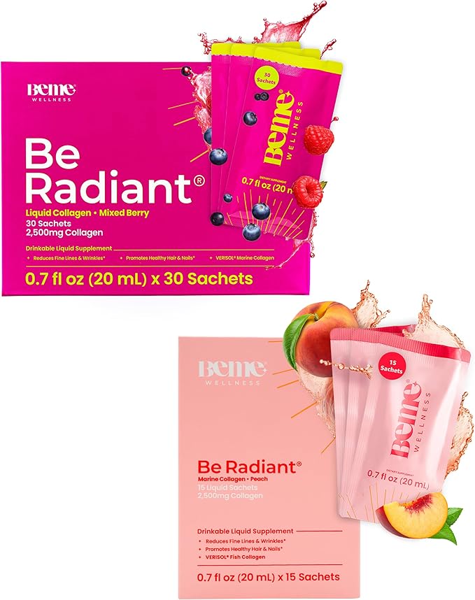 BeMe BeRadiant Peach &amp Berry Bundle - Liquid Collagen Drink Supplements