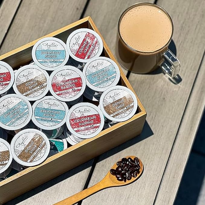 Angelino's Coffee - Medium Roast Coffee Pods Variety Pack 96 Count - Includes Breakfast Blend Colombian Nariño Hawaiian Blend Donut Shop Single Serve Coffee Pods for Keurig K-Cup Brewers