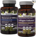 ResVitale Collagen Enhance - Beauty Supplement with Hyaluronic Acid &amp Resveratrol - 60 Capsules &amp Resveratrol 500 mg - Supplement for Men &amp Women - 60 Veggie Capsules