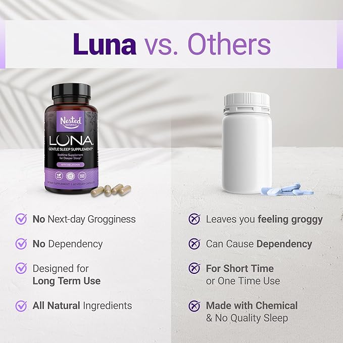 Nested Naturals Sleep Aid Bundle | Luna Adult &amp Luna Kids Sleep Aid with Natural Ingredients (Melatonin Chamomile Valerian) for Deep Sleep and Relaxation (120 Count)
