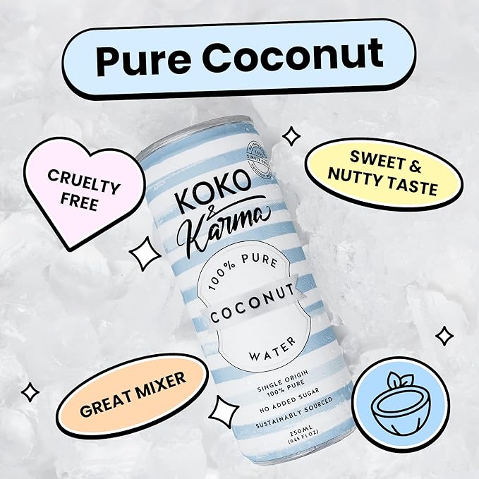 Koko &amp Karma Pure Coconut Water - All Natural No Added Sugars No Preservatives (12 Pack) (16.9 Fl Oz (Pack of 12) Pure Coconut Water)