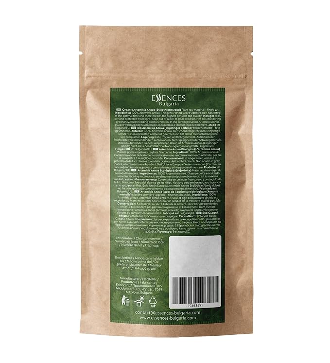 Essences Bulgaria Organic Sweet Wormwood (Artemisia Annua) | Dried Herb 4.4 Oz (125 gr) Fine Cut Loose Leaves and Flowers for Tea | Premium Quality | Non-GMO