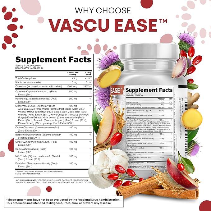 Clean Nutra Cayenne Pepper Capsules Supplement with Hawthorn Berry Dandelion Root Ceylon Cinnamon Garlic Ginger Berberine Apple Cider Vinegar Milk Thistle Beet Root Aloe Vera Pills &amp More