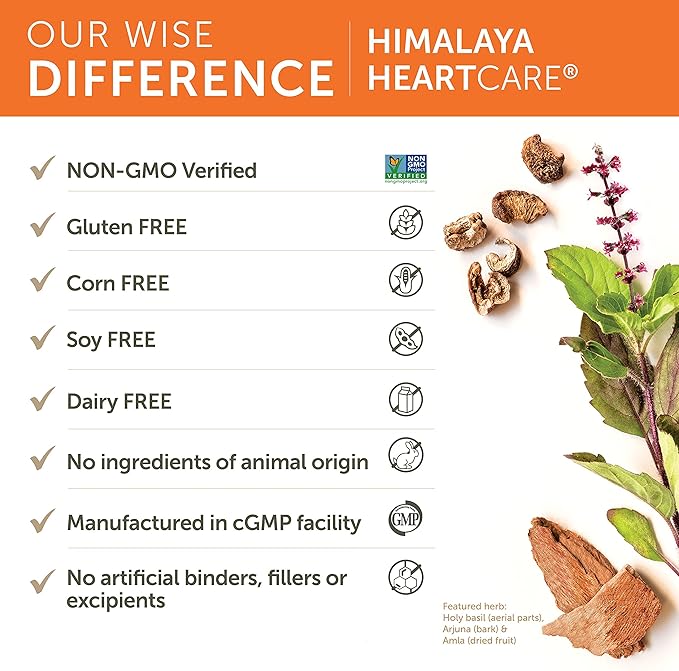 Himalaya HeartCare - Herbal Heart Health Supplements with Ashwagandha and Amla - Vegan Non-GMO Gluten Free 720 mg 120 Capsules