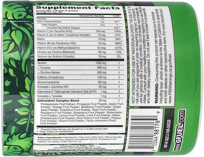 G Fuel The Juice Energy 2.0 Drink Powder Pre Workout Caffeine Mix for Gaming Sugar Free Focus Amino Vitamin + Antioxidants 9.9oz (Pineapple &amp Melon Punch 40 Servings)